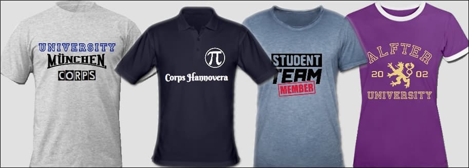 Druckbeispiele für Universitätsshirts